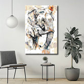 Painting by numbers art animal elephant mom with her baby